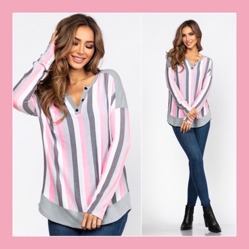 ❗️NEW❗️Summer To Fall Transition Ribbed Henley Top